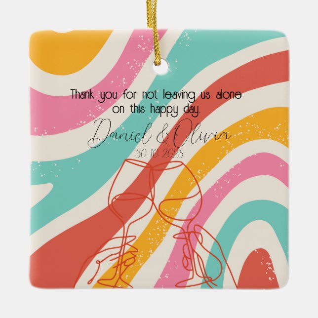 Färgfull minimalistisk Bröllop Julgransprydnad Keramik (Framsida)