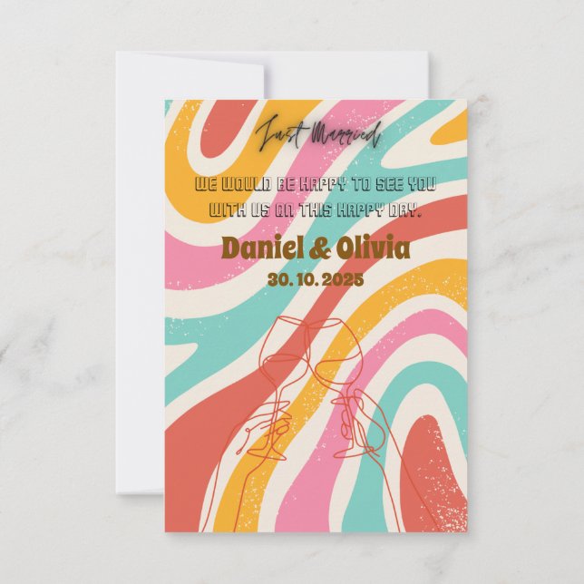 Färgfull minimalistisk Bröllop OSA Kort (Baksida)