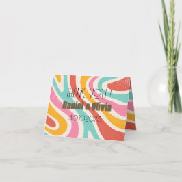 Färgfull minimalistisk Bröllop Tack Kort