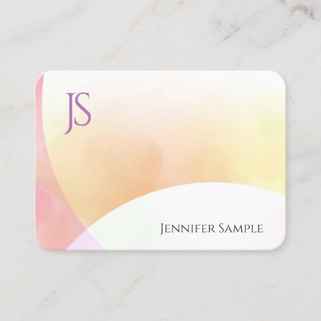 Färgfull, minimalistisk monogram, modern Elegant Visitkort (Framsida)