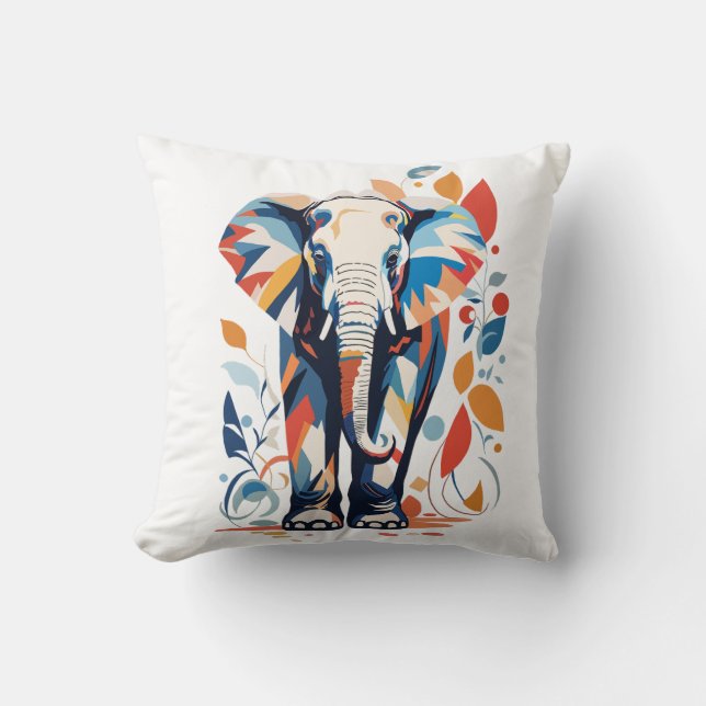 Färgfull misser Inspired Elephant Design Kudde (Framsida)