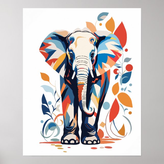 Färgfull misser Inspired Elephant Design Poster (Framsidan)