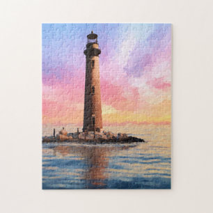 Färgfull Mobile Alabama Lighthouse Art Puzzle Pussel