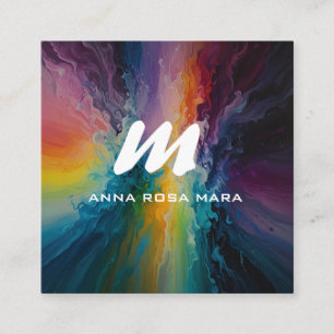 *~* Färgfull modern Abstrakt, fet AP93 QR Fyrkantigt Visitkort