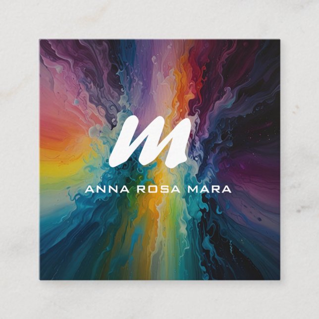 *~* Färgfull modern Abstrakt, fet AP93 QR Fyrkantigt Visitkort (Framsida)