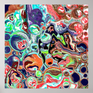 Färgfull modern Abstrakt Fluid Art Poster