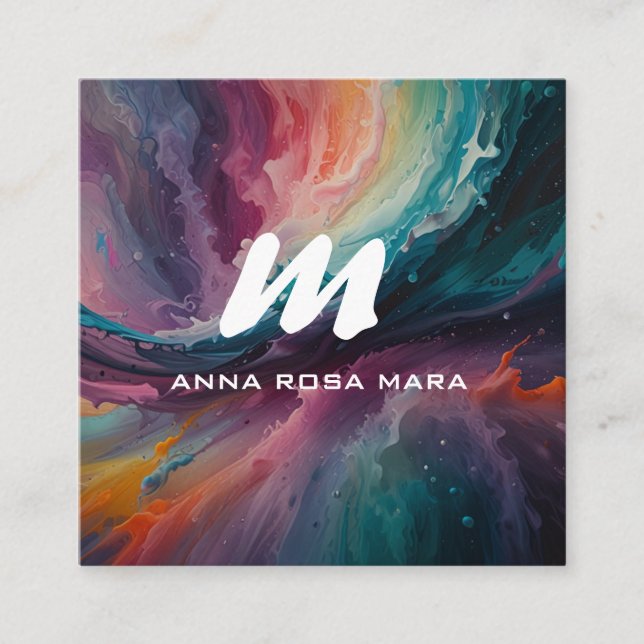 *~* Färgfull modern Abstrakt QR fet AP93 Fyrkantigt Visitkort (Framsida)