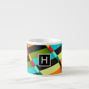 Färgfull modern Abstrakt Rand och Monogram Espressomugg