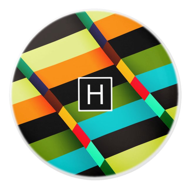 Färgfull modern Abstrakt Rand och Monogram Knopp (Framsidan)