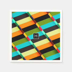 Färgfull modern Abstrakt Rand och Monogram Pappersservett