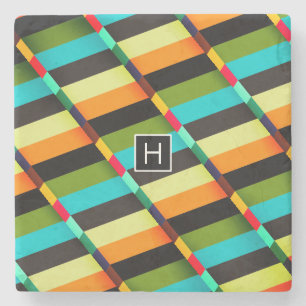 Färgfull modern Abstrakt Rand och Monogram Underlägg Sten