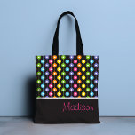 Färgfull Modern Abstrakt Regbow Mönster Namn Tygkasse<br><div class="desc">Den här moderna designen har en färgstark regnbåge abstrakt mönster med ditt namn nedan. Anpassa genom att redigera texten i textrutan. #tote #totes #påsar #handväskor #skulderpåsar #accesserare #gifts #gifts #personalizedgifts #helgdagar #färgfull #anpassningsbar #mönster #coola #roligt #trendig #feminin #personlig # #namn</div>