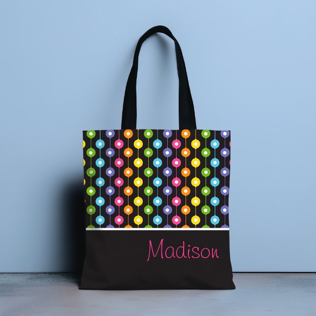 Färgfull Modern Abstrakt Regbow Mönster Namn Tygkasse (Skapare uppladdad)