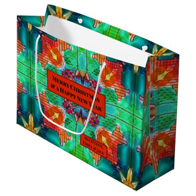 Färgfull modern Abstrakt Vattensfärgad jul (Framsidan Vinklad)