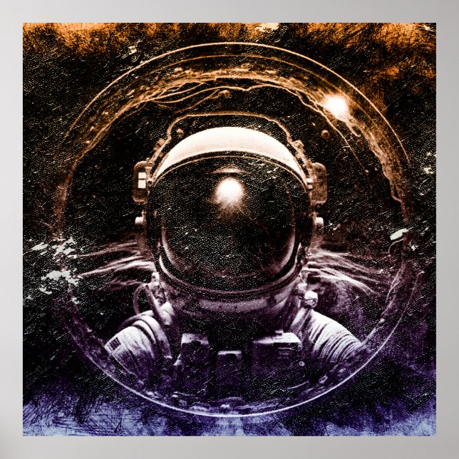 Färgfull modern astronaut i rymden poster (Framsidan)