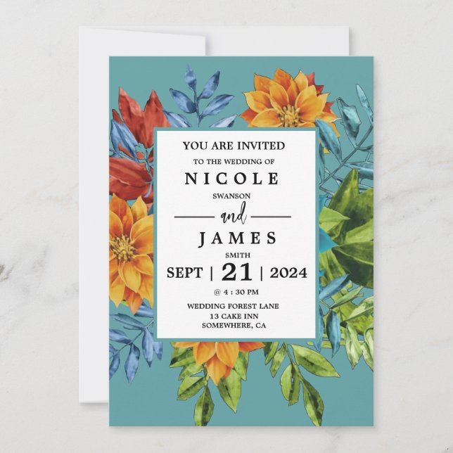 Färgfull modern Blommigt Inbjudningar (Framsida)