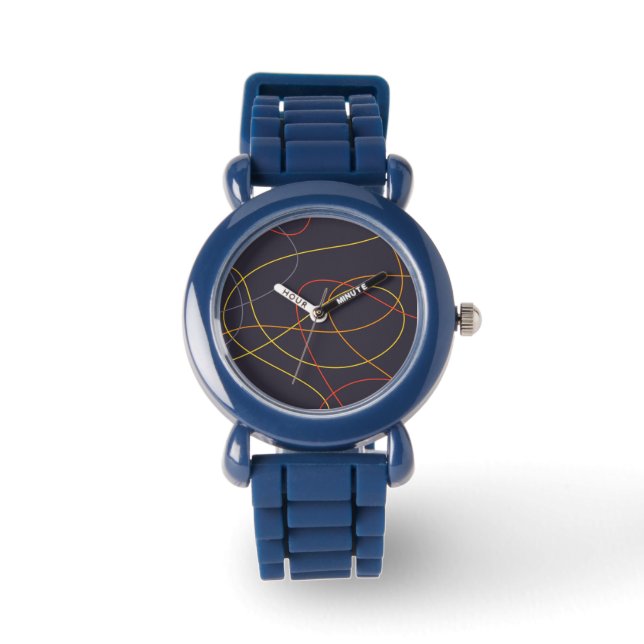 Färgfull, modern, enkel, trendig,rövligt linjer armbandsur (Framsida)