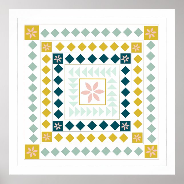 Färgfull modern Geometric Medallion Art Design Poster (Framsidan)