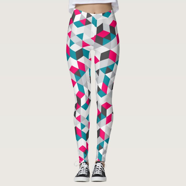 Färgfull modern geometrisk Abstrakt Mönster Leggings (Framsida)