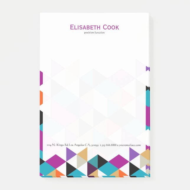 Färgfull modern geometrisk Abstrakt trianglar 2 Post-it Block (Framsida)