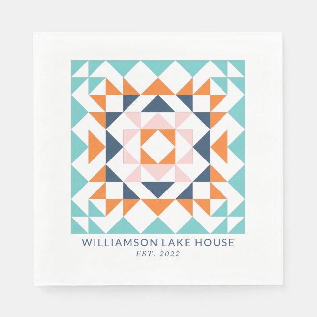 Färgfull modern Geometrisk Anpassningsbar med böjt Pappersservett (Framsidan)