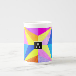 Färgfull modern geometrisk geometri med flera Färg Benporslin Mugg