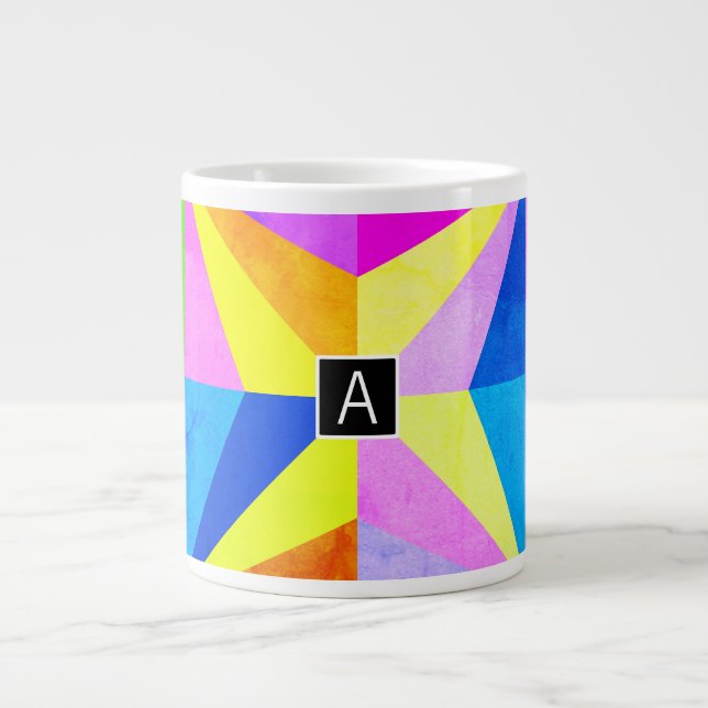 Färgfull modern geometrisk geometri med flera Färg Jumbo Mugg (Framsidan)