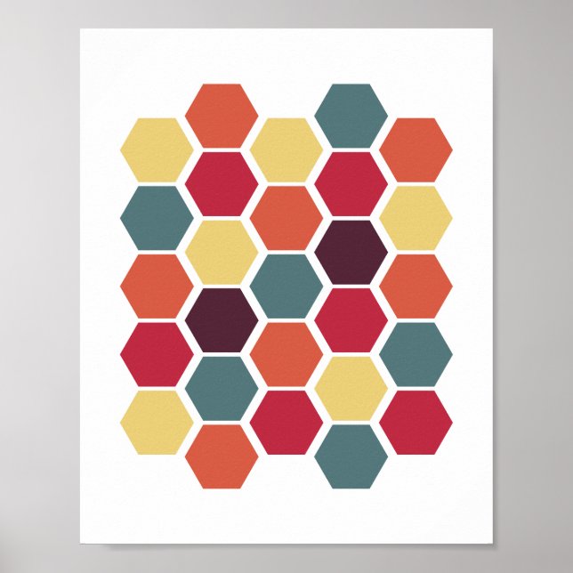 Färgfull modern geometrisk hexagonhoneykomb poster (Framsidan)