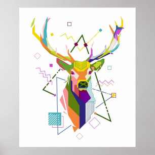 Färgfull modern geometrisk Hjort Poster