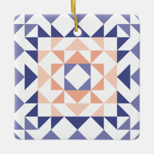 Färgfull modern geometrisk Lila med kortpunktsbloc Julgransprydnad Keramik