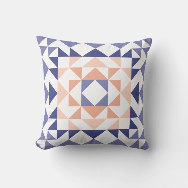 Färgfull modern geometrisk Lila med kortpunktsbloc Kudde (Framsida)