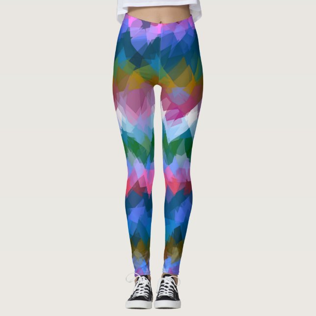 Färgfull modern geometrisk Mönster #11 Leggings (Framsida)