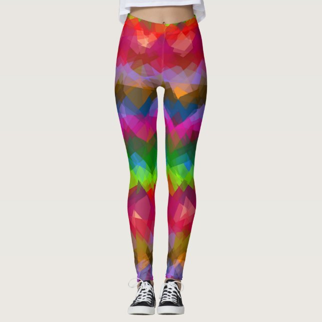 Färgfull modern geometrisk Mönster #12 Leggings (Framsida)