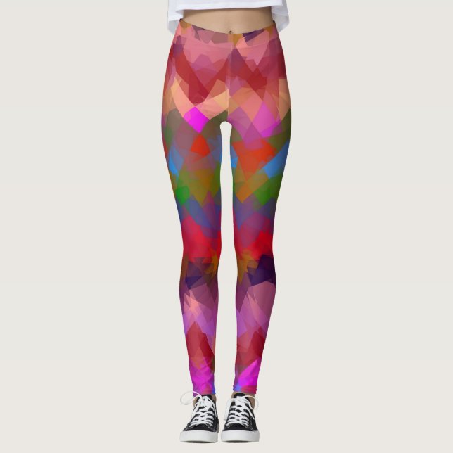 Färgfull modern geometrisk Mönster #27 Leggings (Framsida)