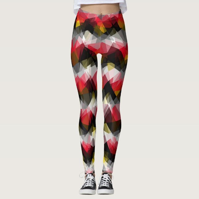 Färgfull modern geometrisk Mönster #32 Leggings (Framsida)