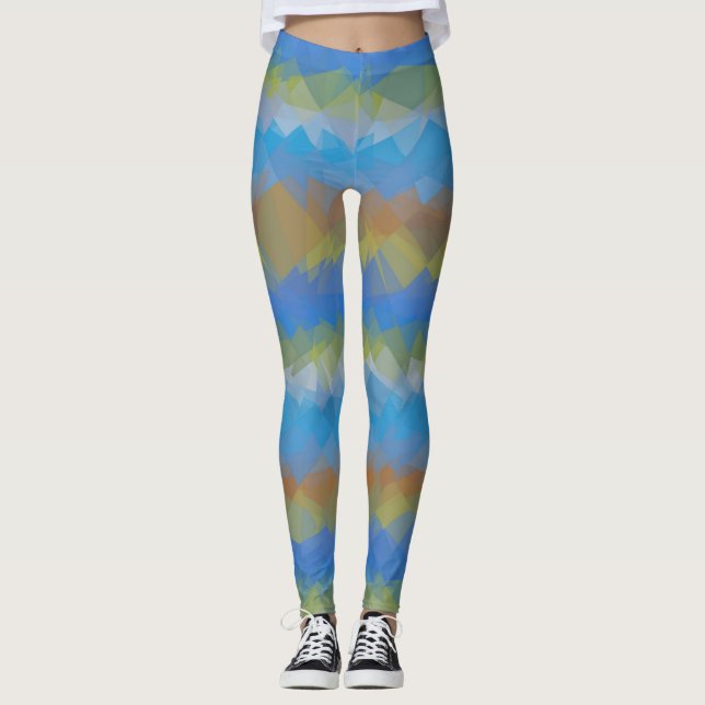 Färgfull modern geometrisk Mönster #35 Leggings (Framsida)