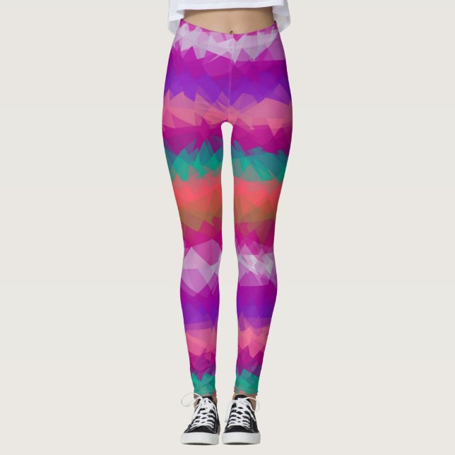 Färgfull modern geometrisk Mönster #45 Leggings (Framsida)