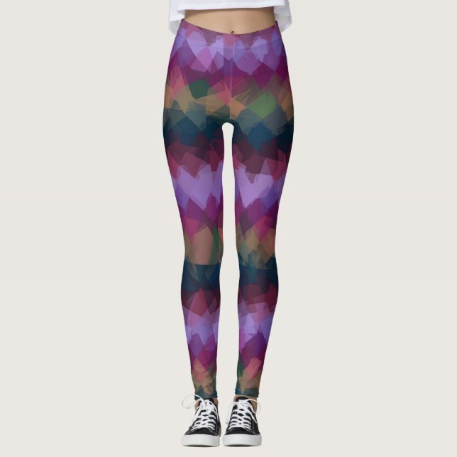 Färgfull modern geometrisk Mönster #6 Leggings (Framsida)