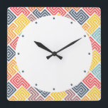Färgfull modern geometrisk Mönster Fyrkantig Klocka<br><div class="desc">Färgfull modern Geometric Mönster Wall Clock har en färgstark modern geometrisk mönster. Designad av Evco Studio www.zazzle.com/store/evcostudio</div>