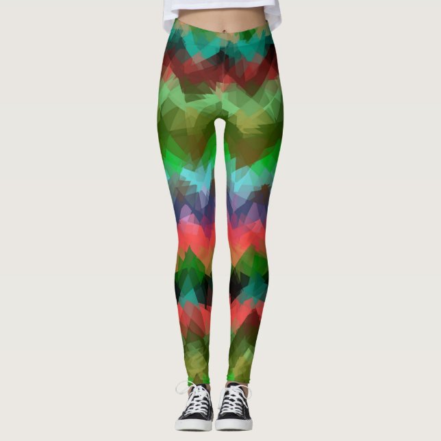 Färgfull modern geometrisk Mönster Leggings (Framsida)