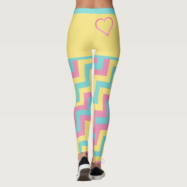 Färgfull modern geometrisk skorv med hörn leggings (Baksida)