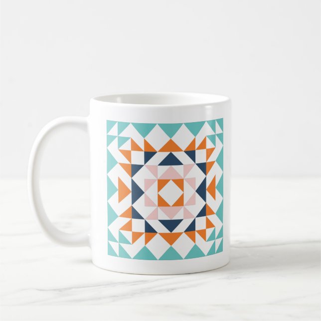 Färgfull modern geometrisk teckning av block med l kaffemugg (Vänster)