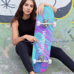 Färgfull modern Girly Blue Rosa Liquid Marble Mini Skateboard Bräda 18,5 Cm<br><div class="desc">Den här moderna designen har en färgstark flytande marmor mönster i rosa,  lila och blått med personligen namn. Anpassa genom att redigera texten i textrutan. #skatebods #skaterlife #coola #tropiCool #sport #outdoor #roligt</div>