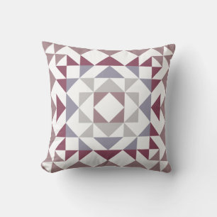 Färgfull, modern, kantigt block Geometric Burgund Kudde
