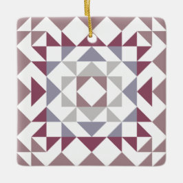 Färgfull, modern, kantigt block Geometric Burgundy Julgransprydnad Keramik