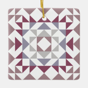 Färgfull, modern, kantigt block Geometric Burgundy Julgransprydnad Keramik
