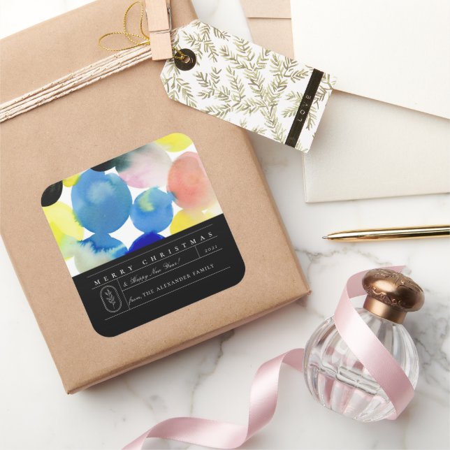 Färgfull modern konst-Helgdag Fyrkantigt Klistermärke (Gifting)