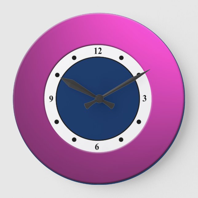 Färgfull modern metallisk Rosa Ram på alla Färg Stor Klocka (Framsida)