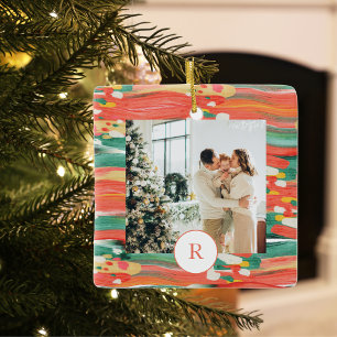 Färgfull modern pensel   Familjefoto   Inledande Julgransprydnad Keramik