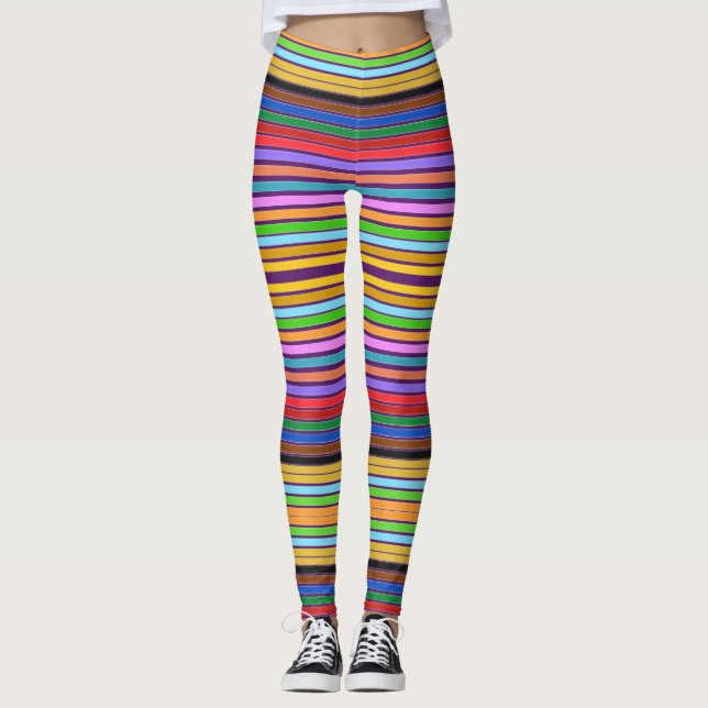 Färgfull modern Rand Leggings (Framsida)